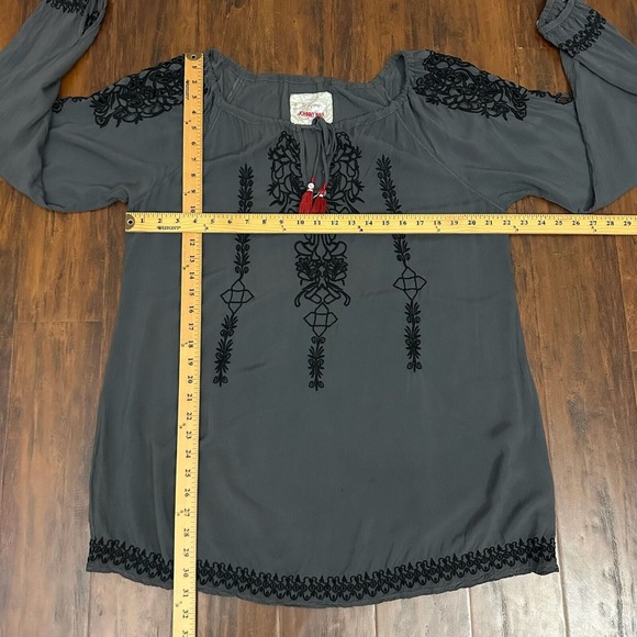 JOHNNY WAS BIYA L/S Tasseled Embroidered Gray Tunic #A3492 *FLAWED* - Picture 14 of 14